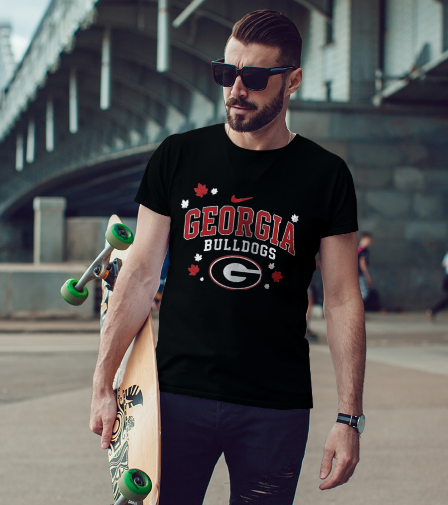 Georgia Bulldogs It's The Most Wonderful Time Of The Year Nike Logo Leafs G T-Shirt