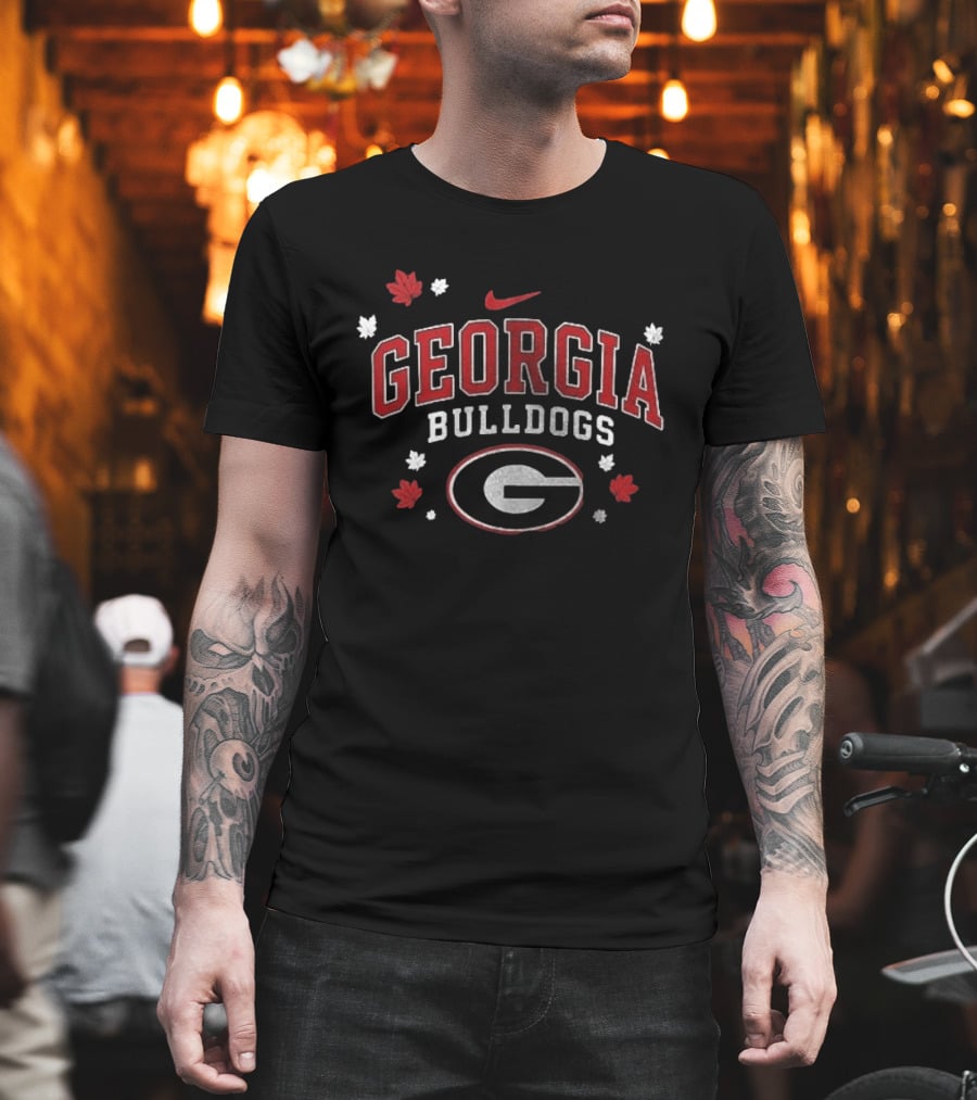 Georgia Bulldogs It's The Most Wonderful Time Of The Year Nike Logo Leafs G T-Shirt
