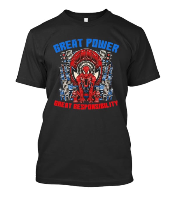 Spider Man Great Power Great Responsibility New York City Marvel T-Shirt