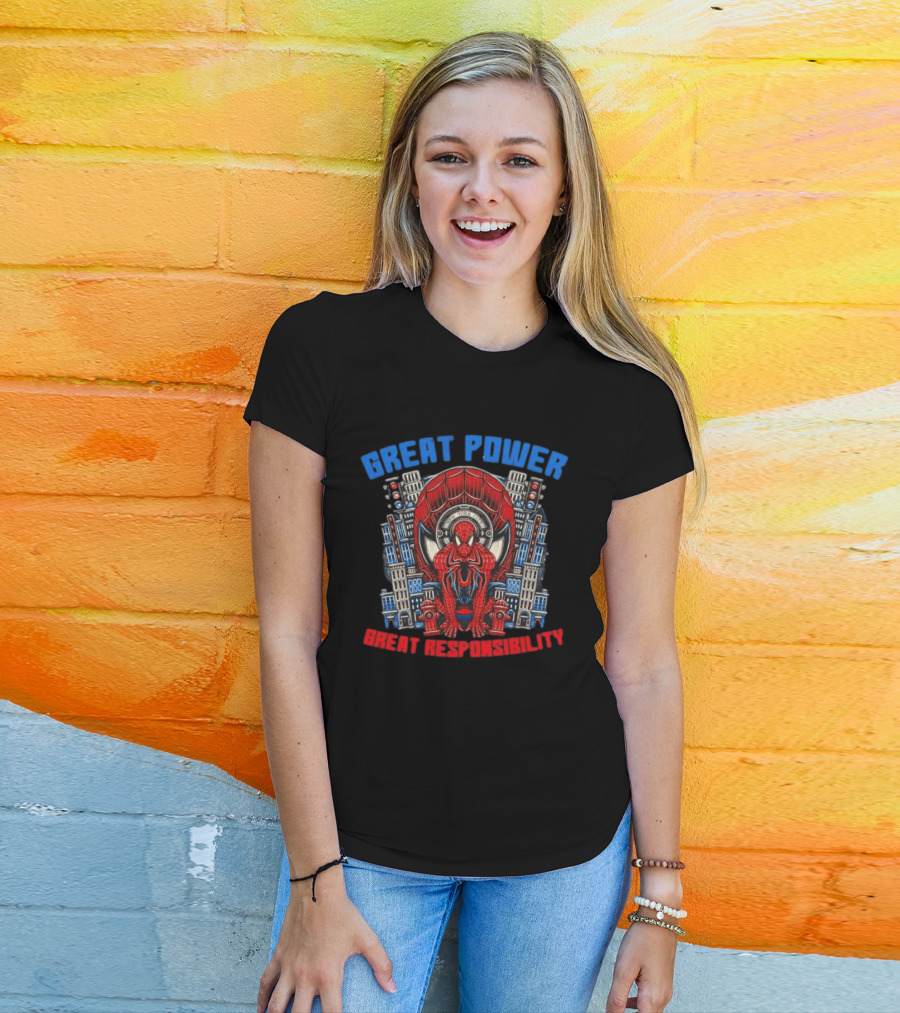 Spider Man Great Power Great Responsibility New York City Marvel T-Shirt