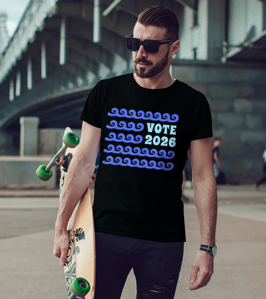 Vote 2026 Distressed Blue Wave Political Election T-Shirt