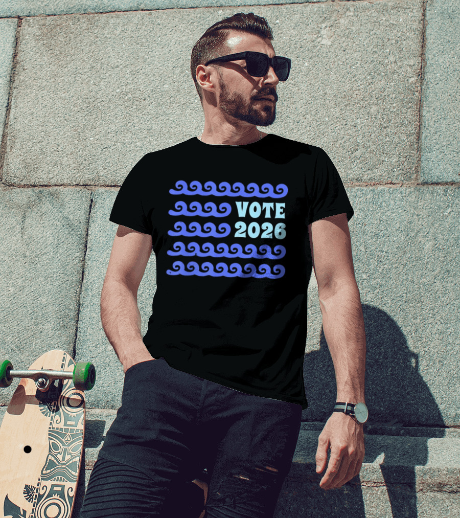 Vote 2026 Distressed Blue Wave Political Election T-Shirt