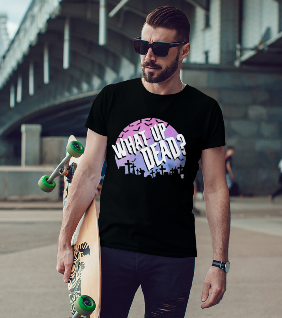 What Up Dead Graveyard Moon Bats Spooky T-Shirt