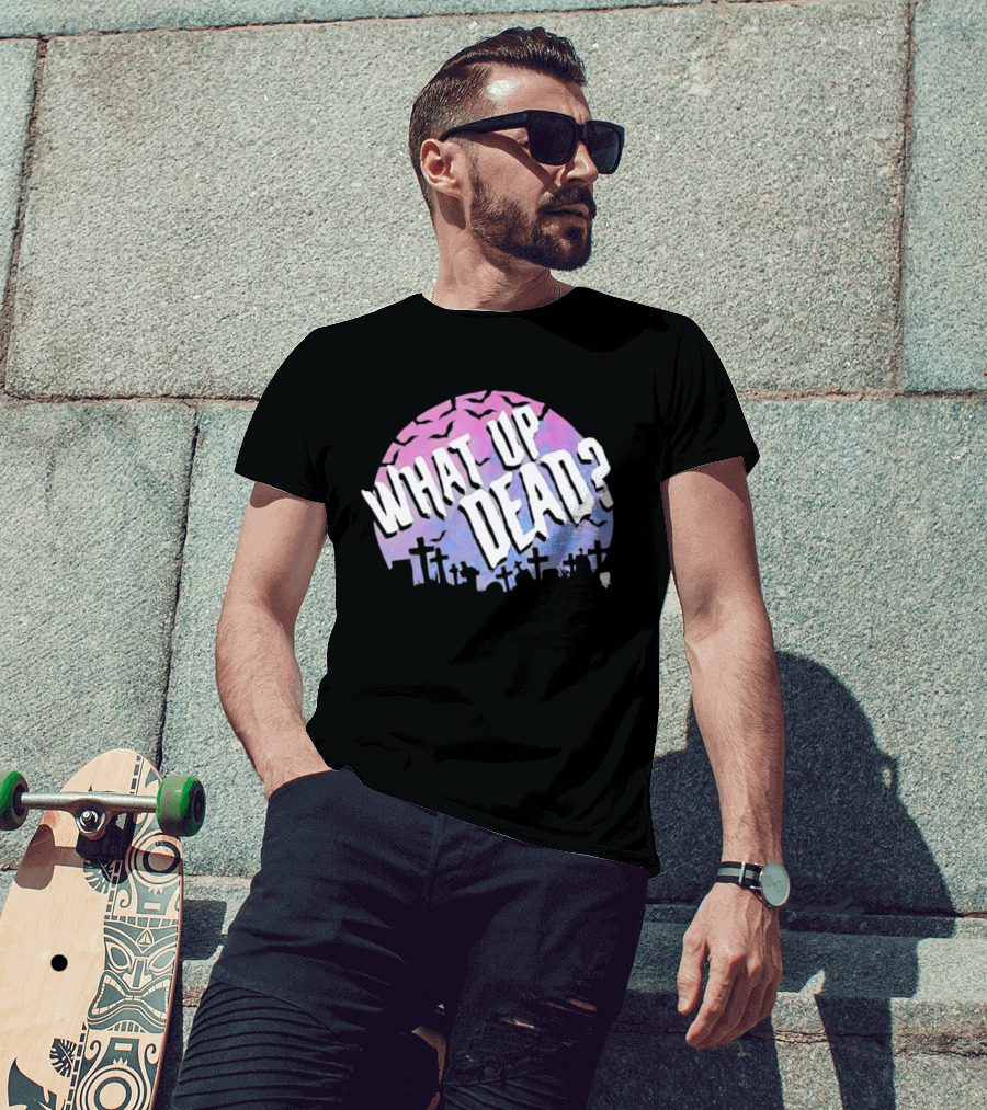 What Up Dead Graveyard Moon Bats Spooky T-Shirt