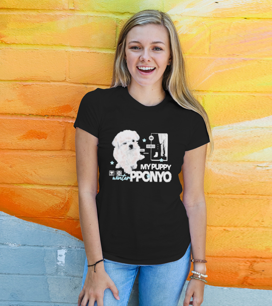 Winter Aespa My Puppy Pponyo KMJ Cute Dog T-Shirt