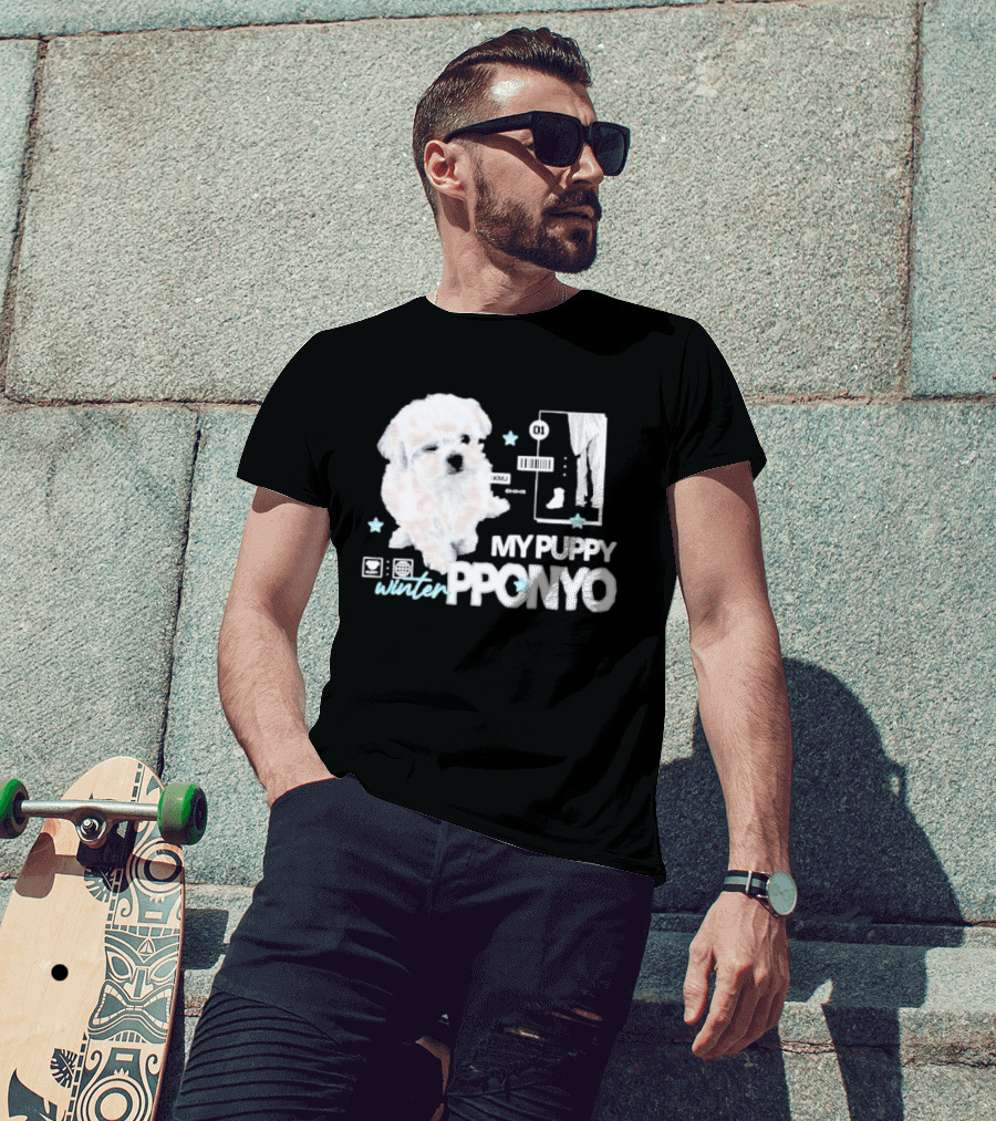 Winter Aespa My Puppy Pponyo KMJ Cute Dog T-Shirt