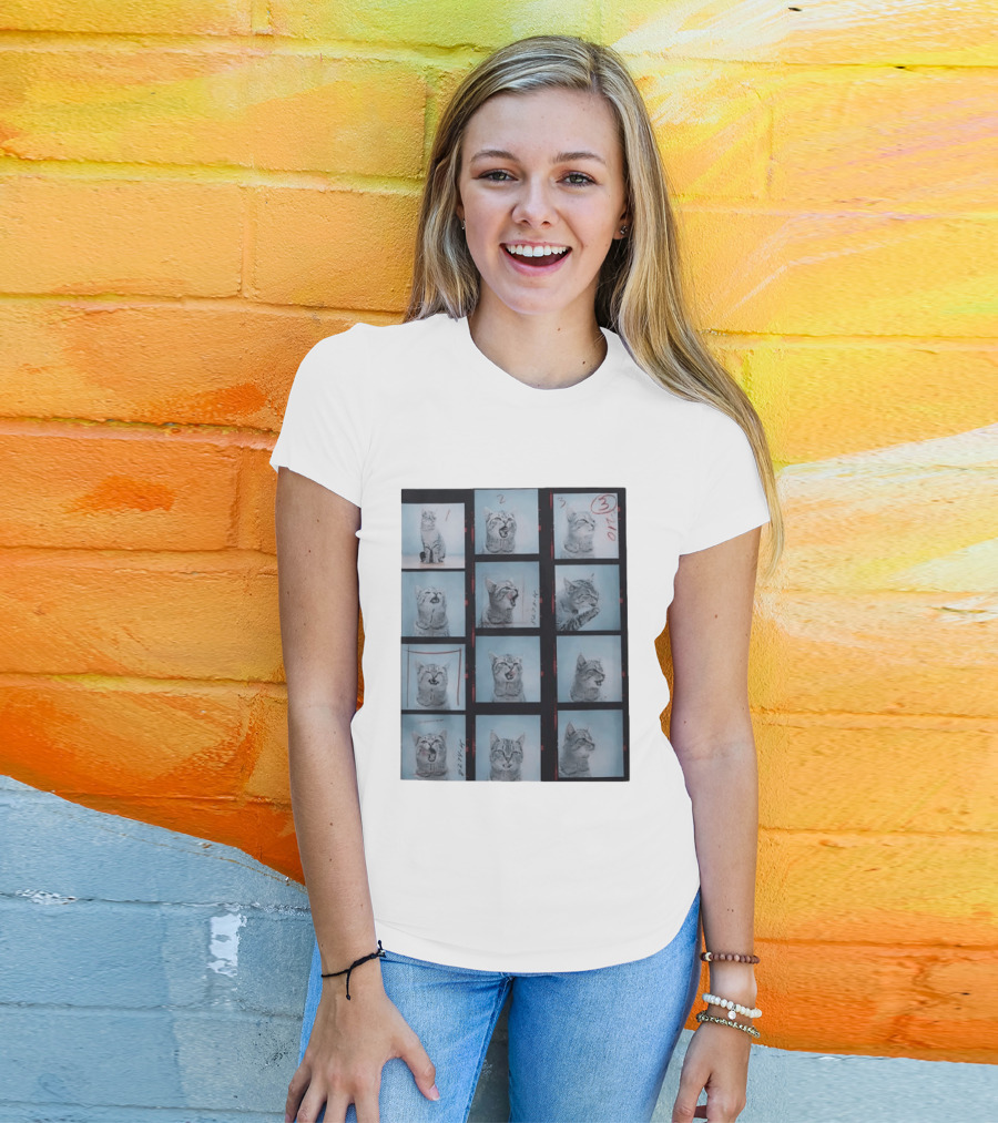 Tabby Cat Film Strip Series With Numbered Frames And Annotations T-Shirt