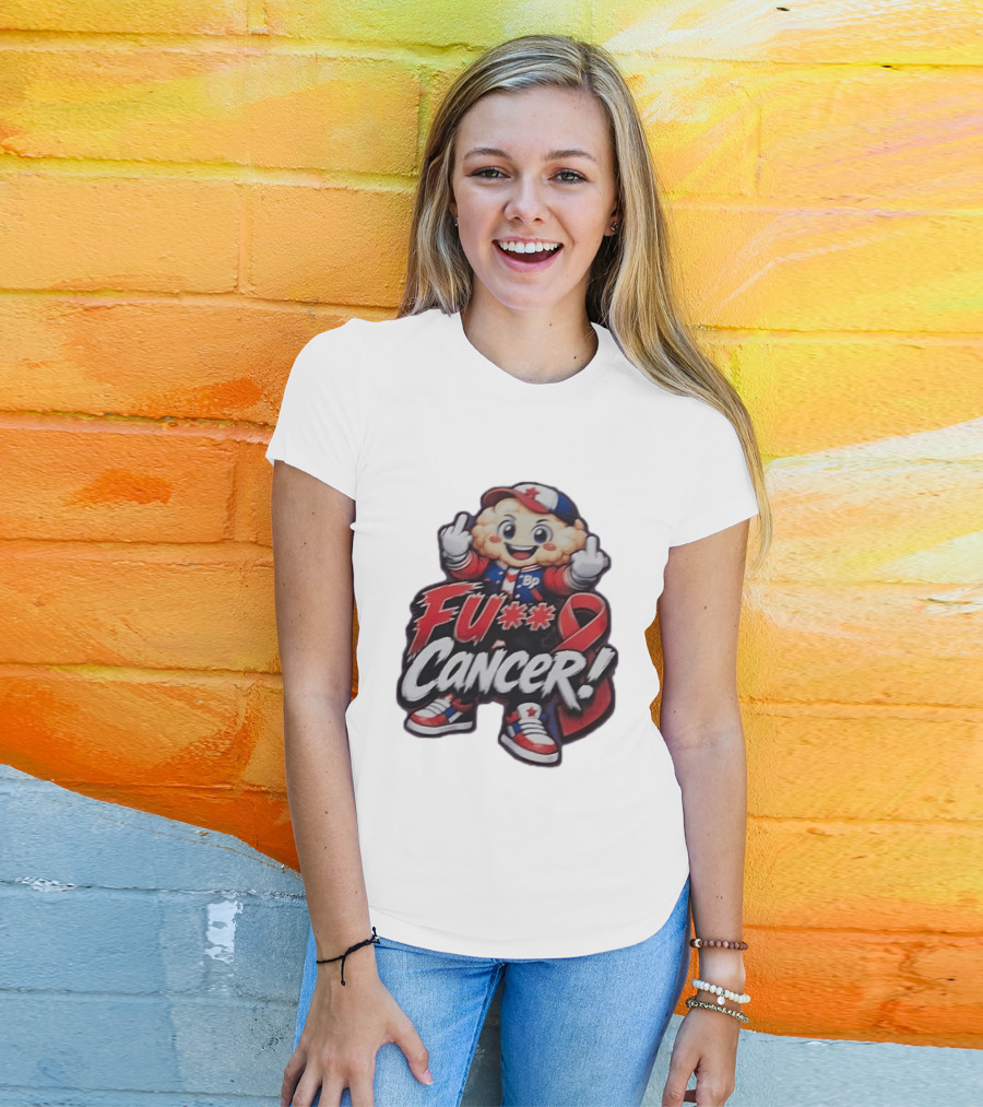 Fu Cancer BP Kid With Awareness Ribbon Support T-Shirt