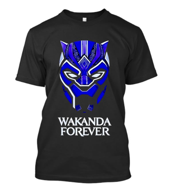Wakanda Forever Blue Black Panther Mask Marvel T-Shirt