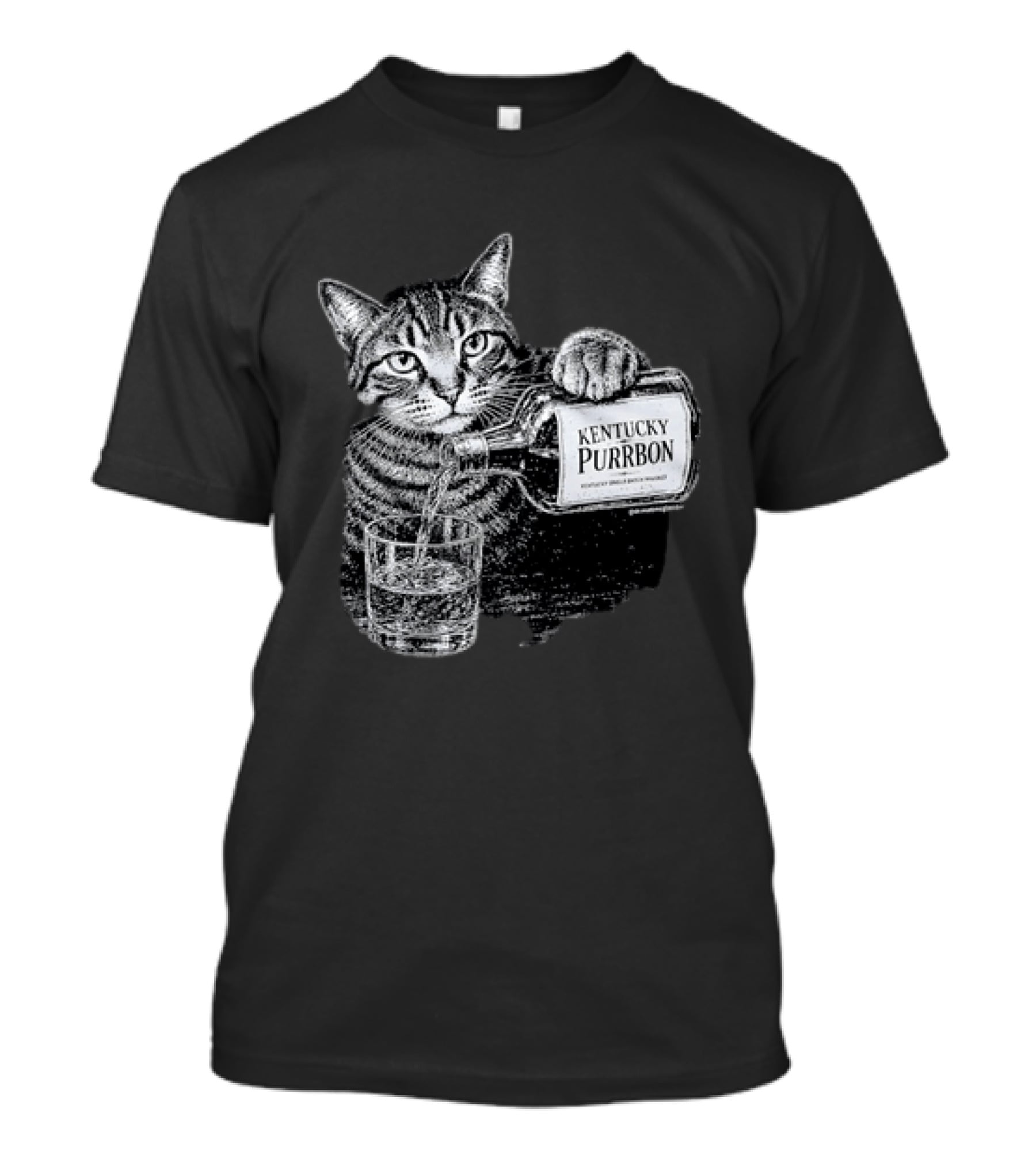 Kentucky Purrbon Cat Pouring Whiskey Bourbon T-Shirt