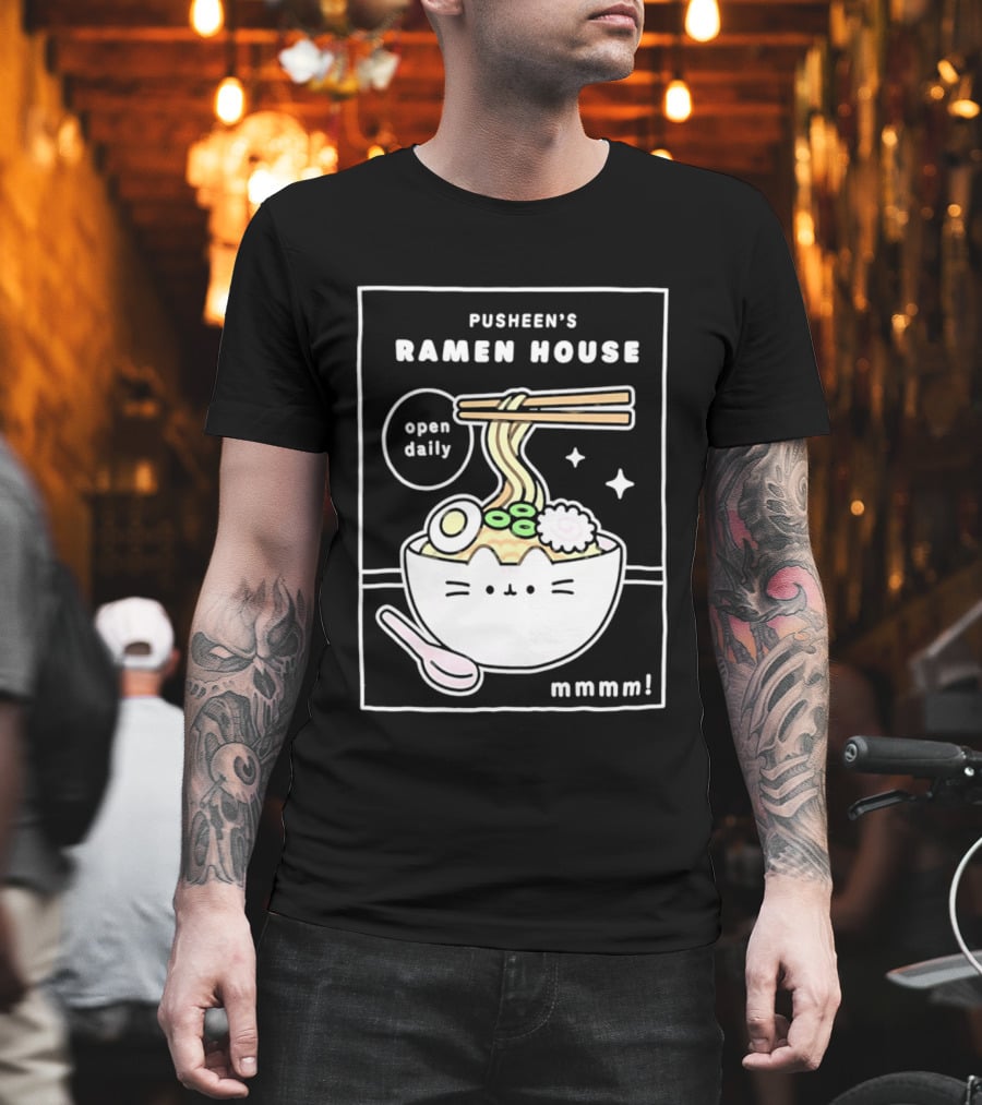 Pusheen's Ramen House Open Daily Noodles Kawaii Mmmm T-Shirt