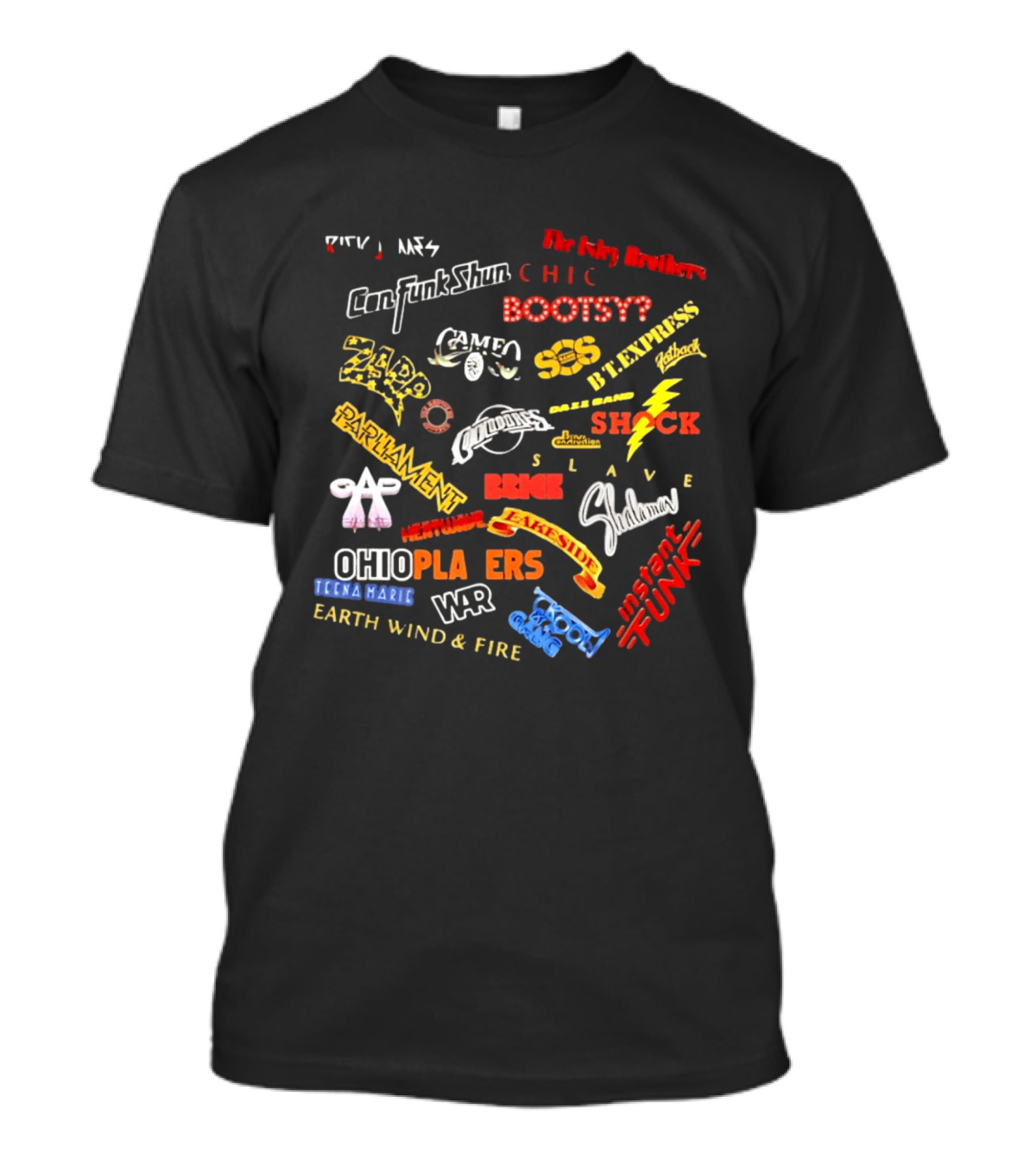 Funk Soul Music Legends R And B Bands Parliament Earth Wind Fire Bootsy Collins Isley Brothers T-Shirt