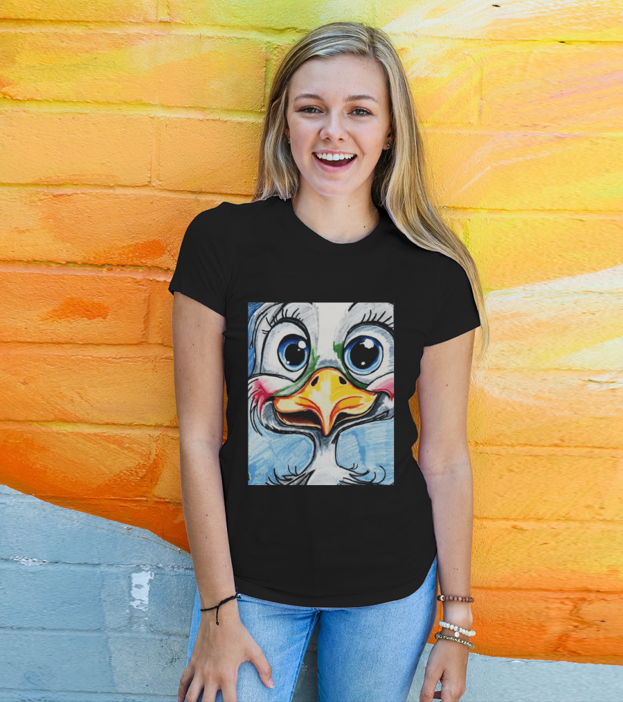 Swoopy The Charming Seagull By Viktor With Big Blue Eyes And Colorful Beak T-Shirt