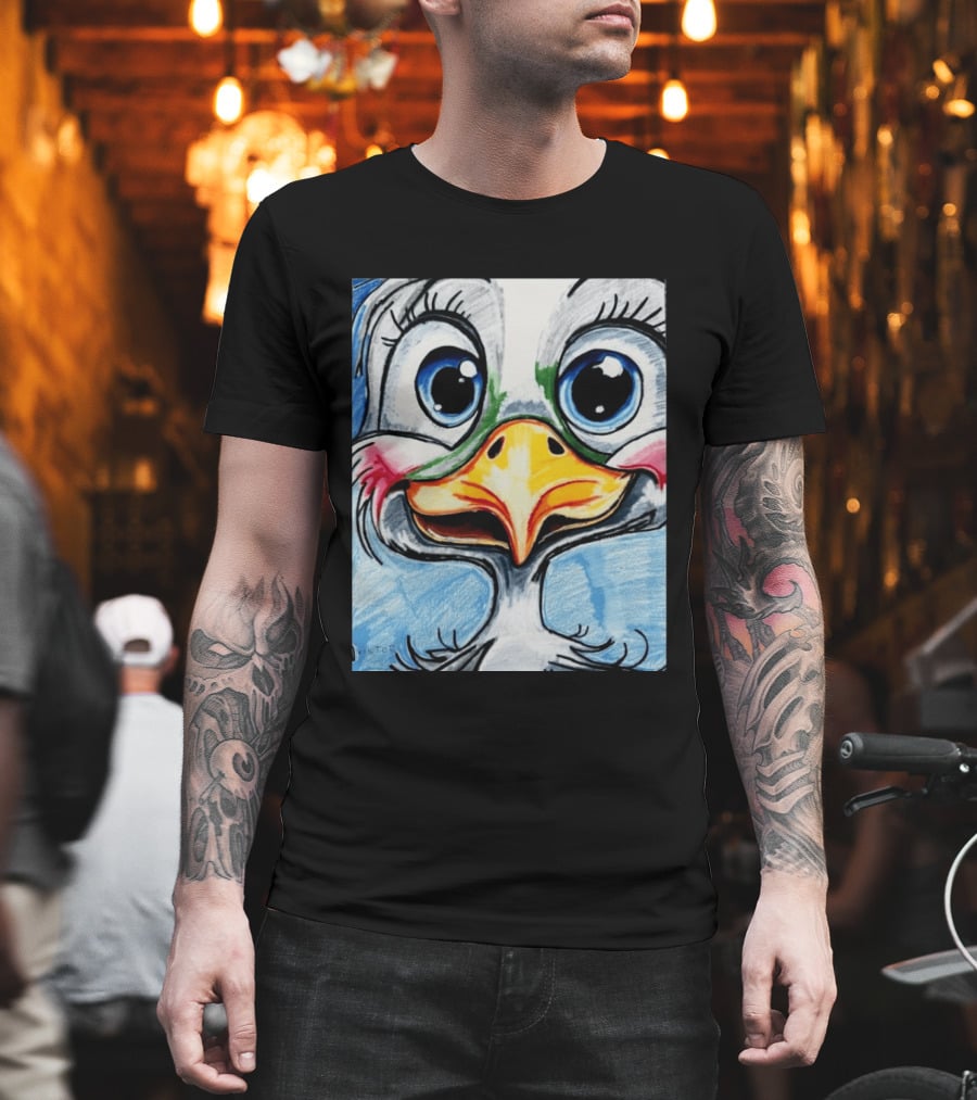 Swoopy The Charming Seagull By Viktor With Big Blue Eyes And Colorful Beak T-Shirt