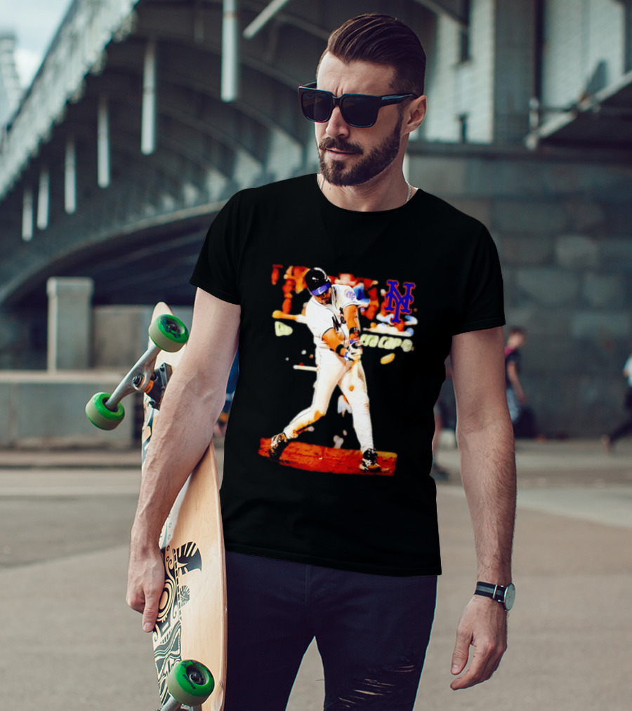 Mike Piazza New York Mets Batting Action MLB Player Swing T-Shirt