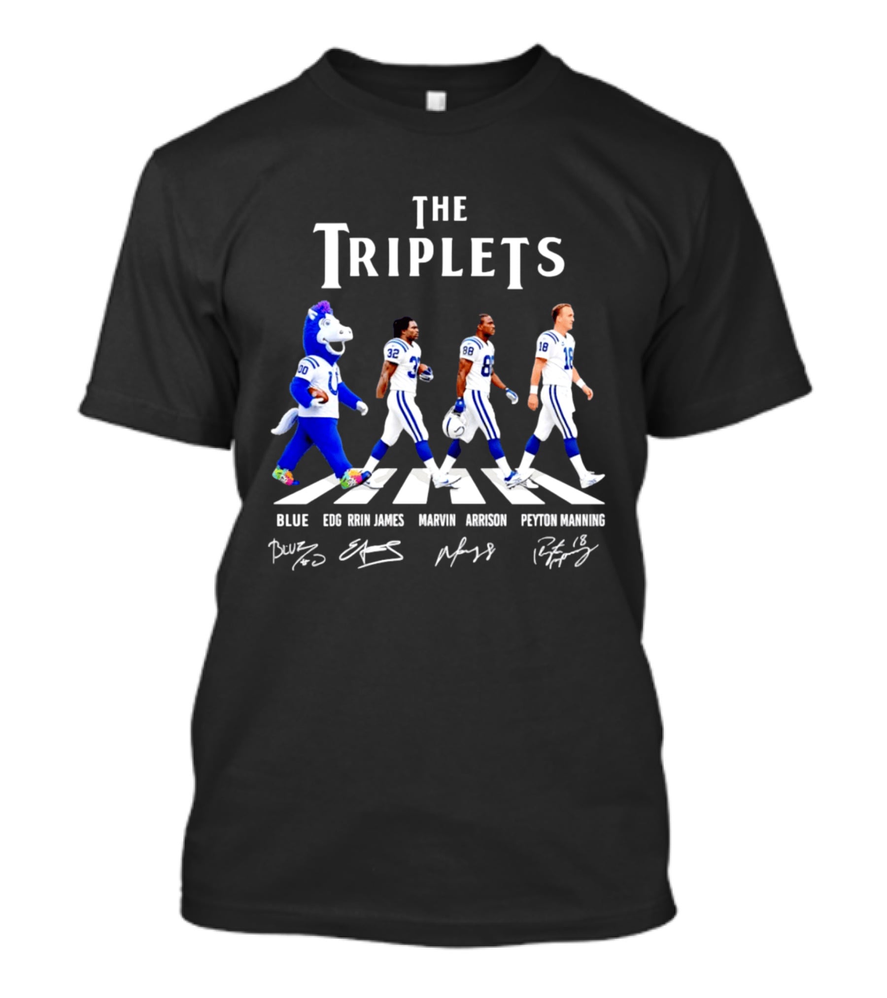 The Triplets Blue Edgerrin James Marvin Harrison Peyton Manning Indianapolis Colts T-Shirt