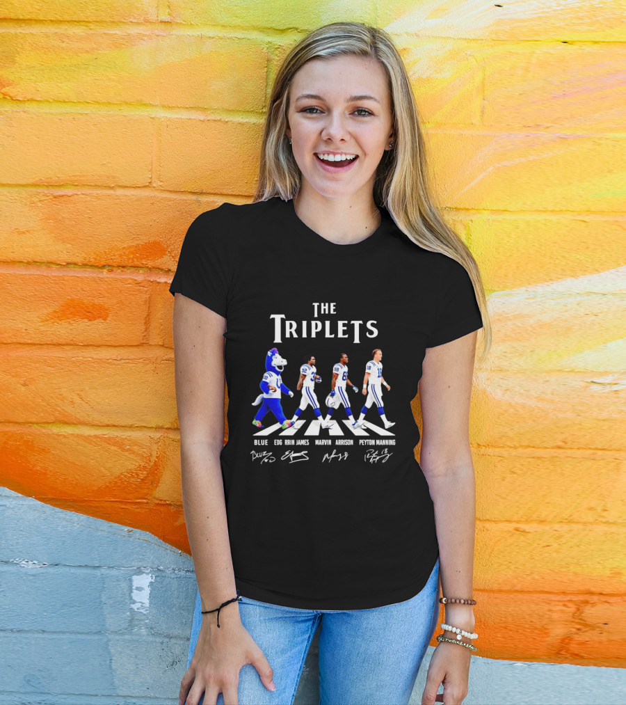 The Triplets Blue Edgerrin James Marvin Harrison Peyton Manning Indianapolis Colts T-Shirt