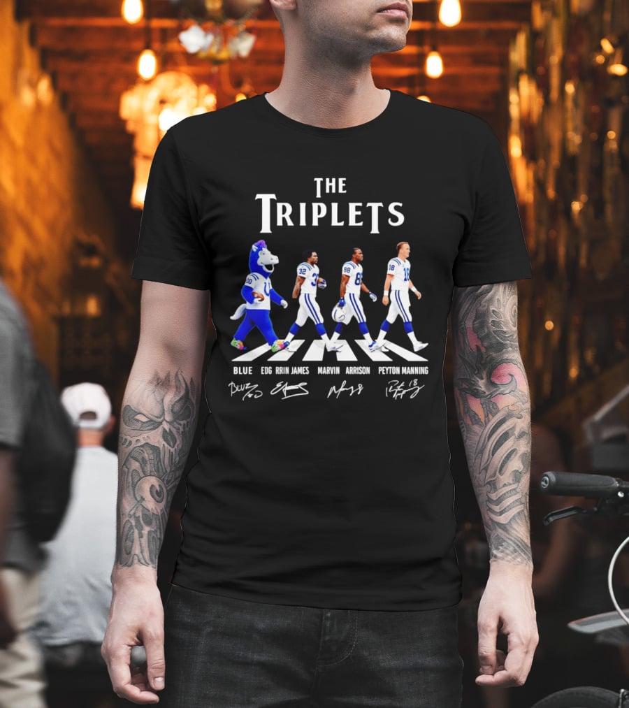 The Triplets Blue Edgerrin James Marvin Harrison Peyton Manning Indianapolis Colts T-Shirt