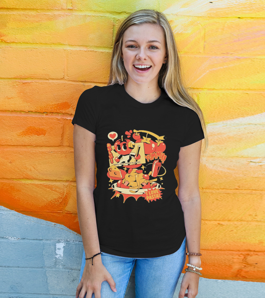 Tomato Sauces Yummy I Love Pasta With Cheese And Heart T-Shirt