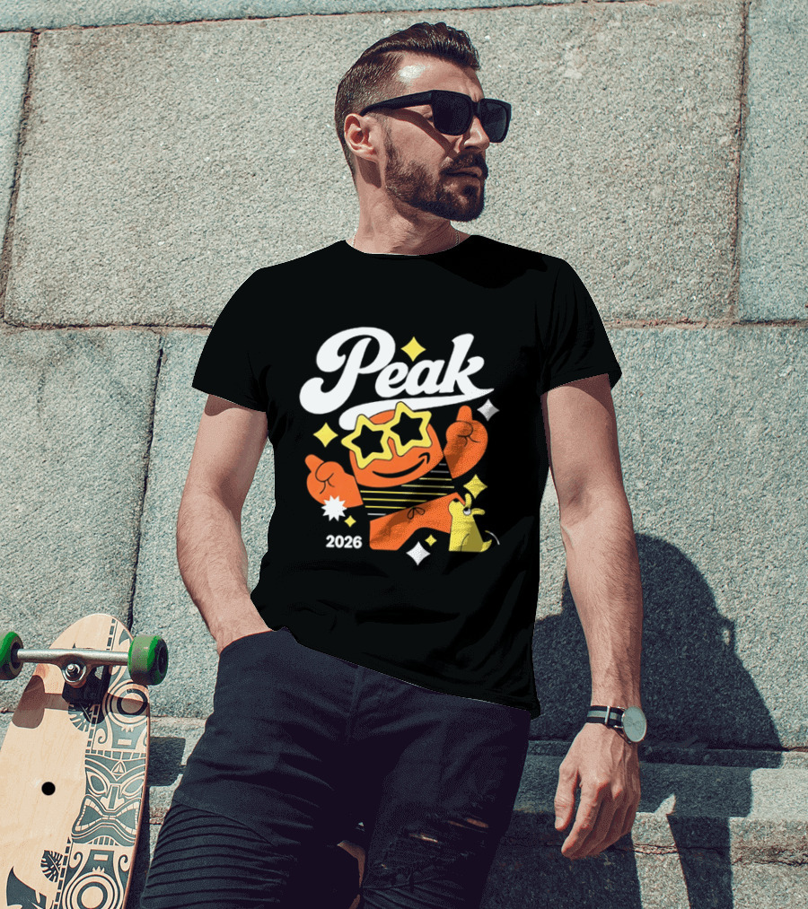 Peak 2026 Star Sunglasses Cartoon T-Shirt