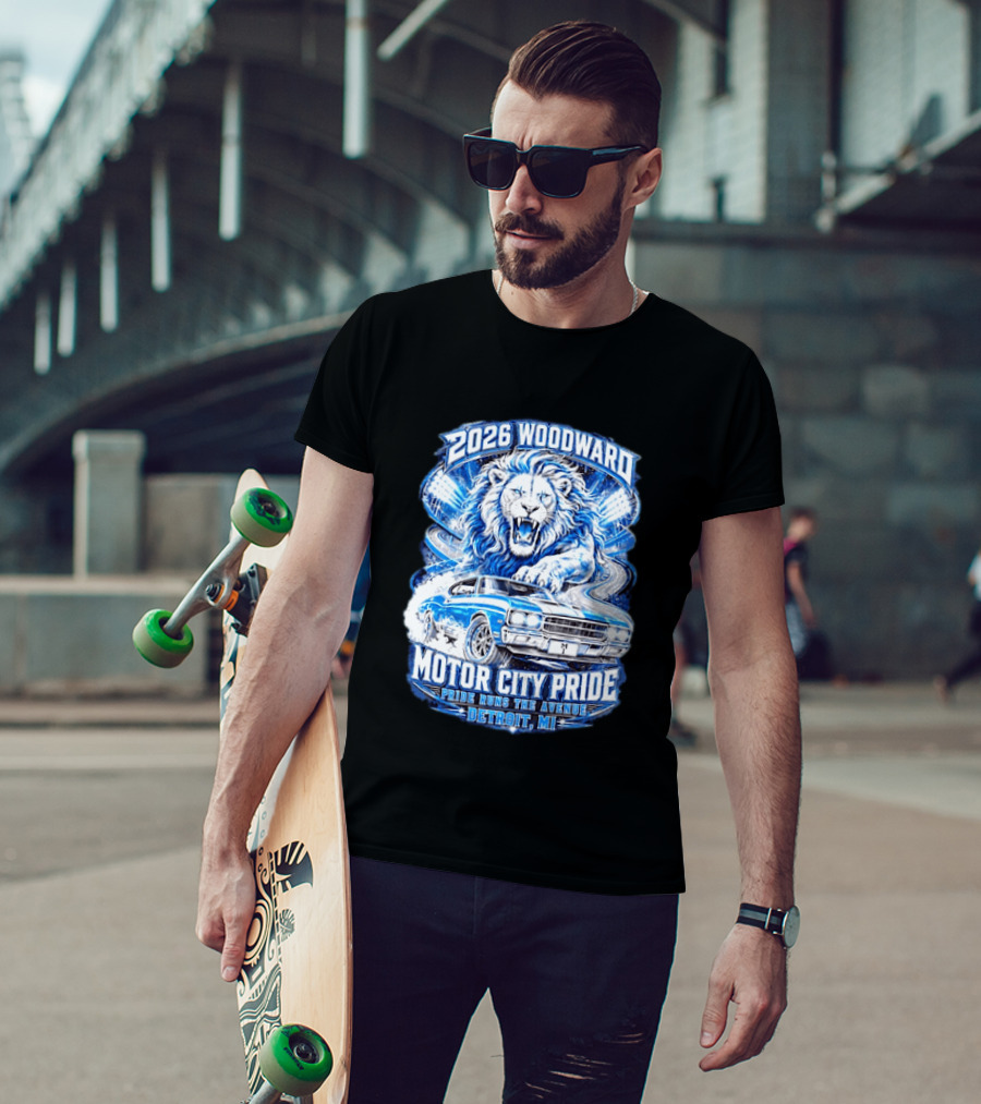 2026 Woodward Motor City Pride Lion And Classic Car Detroit MI Pride Runs The Avenue T-Shirt
