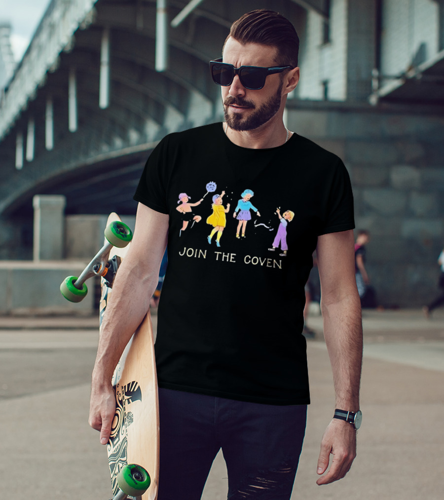 Join The Coven Witchcraft Magic Witches Kids Playful Scene T-Shirt