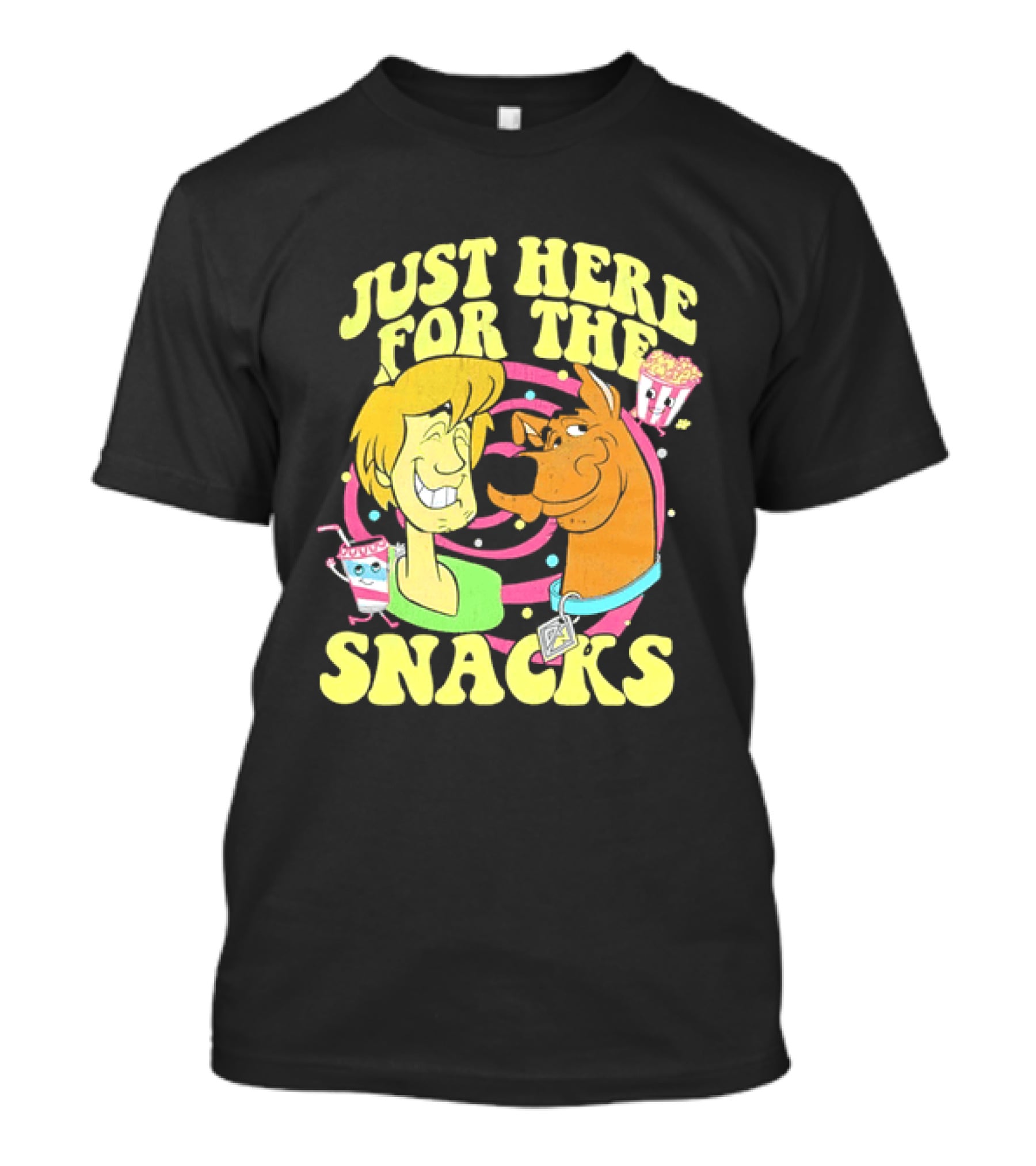 Scooby Doo Shaggy Just Here For The Snacks Popcorn Fun T-Shirt