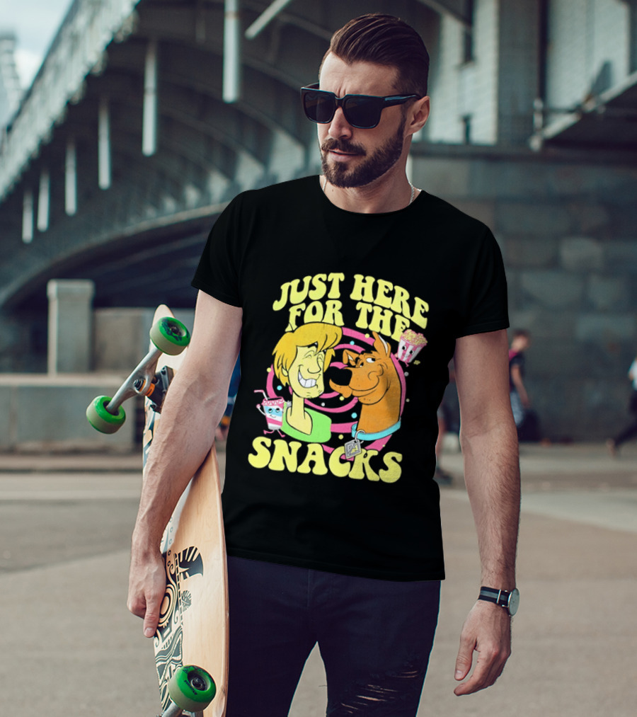Scooby Doo Shaggy Just Here For The Snacks Popcorn Fun T-Shirt