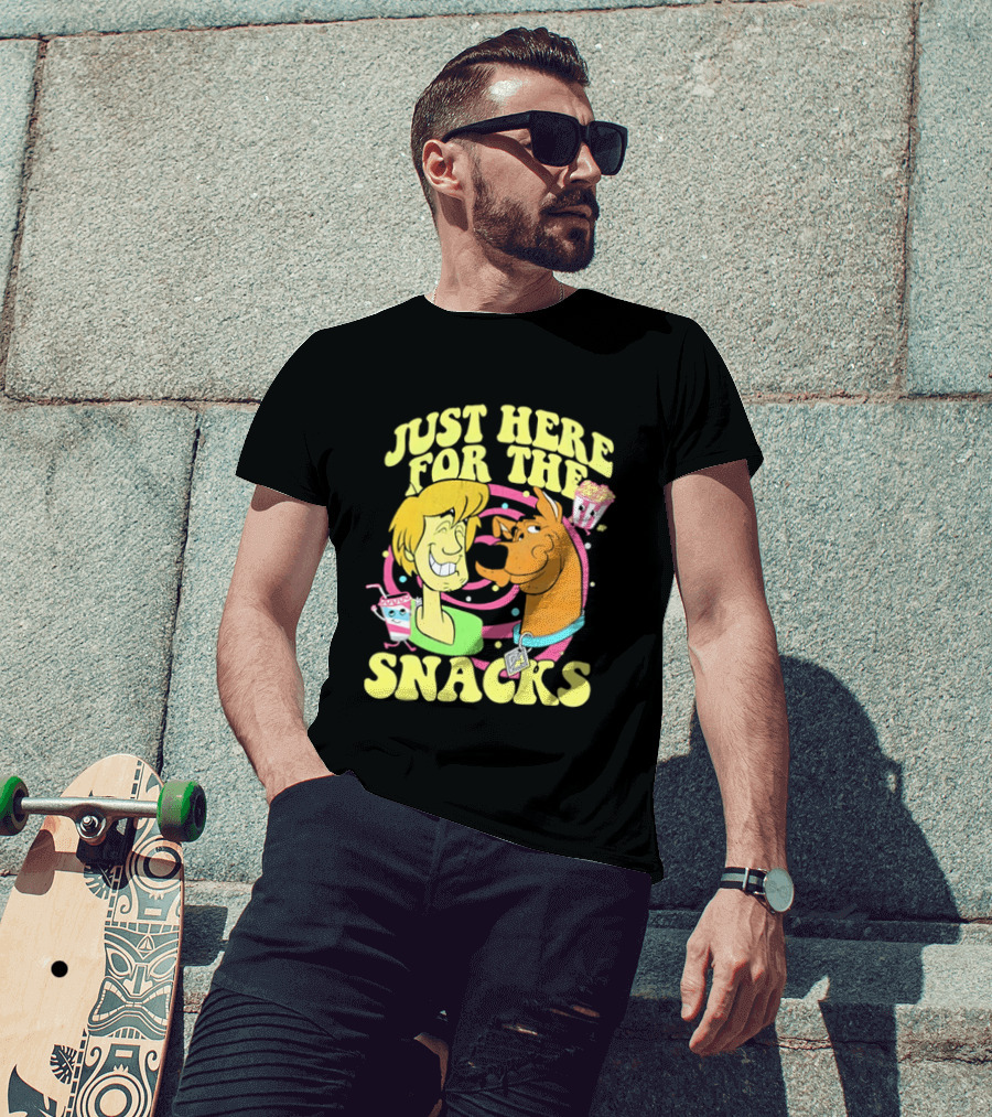 Scooby Doo Shaggy Just Here For The Snacks Popcorn Fun T-Shirt