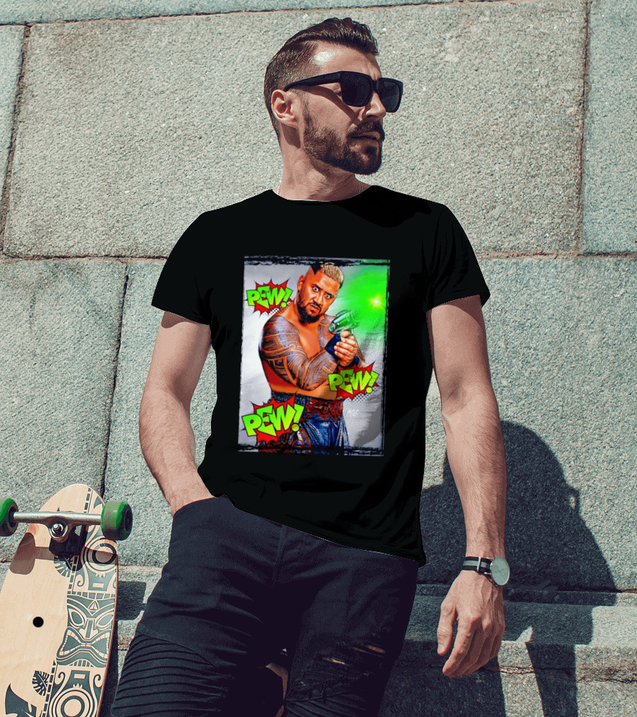 Solo Sikoa Pew Pew Pew WWE Wrestling Comic Style Laser Gun Action T-Shirt