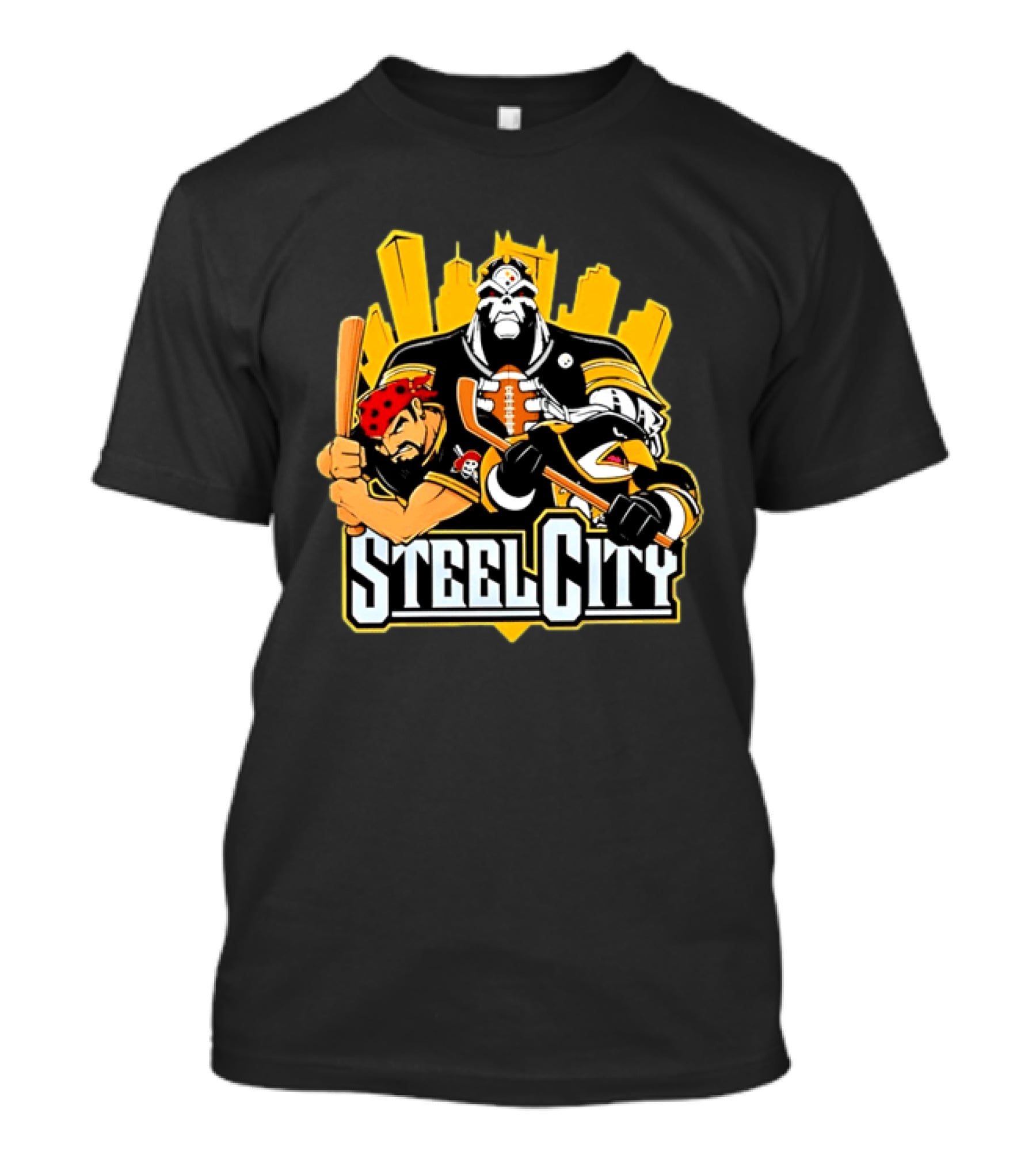 Steel City Pittsburgh Sports Teams Mascot Trio T-Shirt