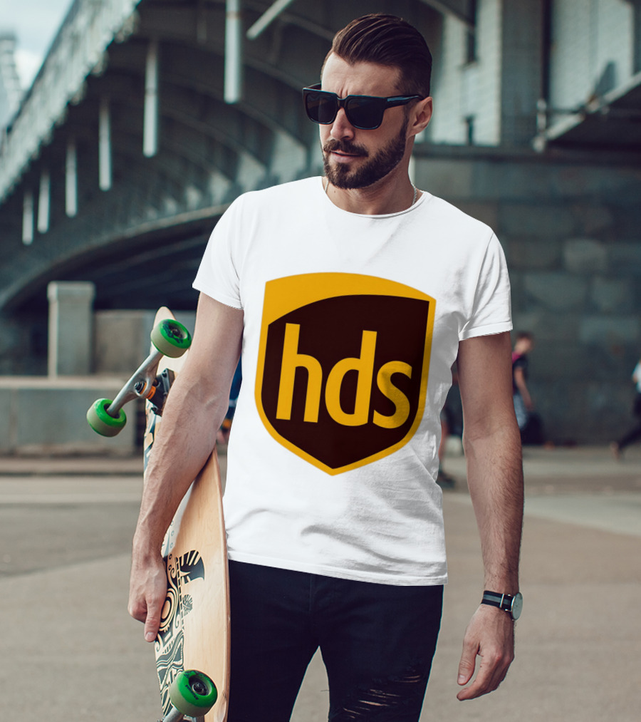 HDS Shield Emblem Brown And Yellow Branding T-Shirt