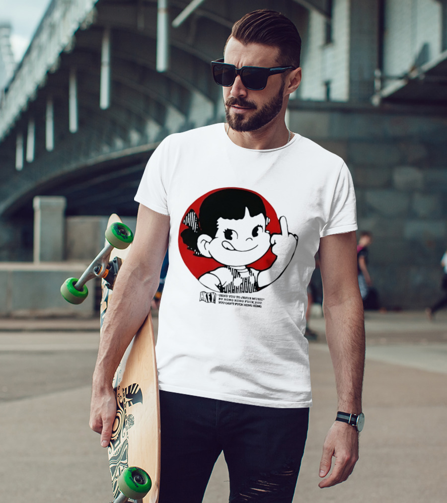 HKFY Send You To Jesus Music By Hong Kong F You Middle Finger Red Circle T-Shirt