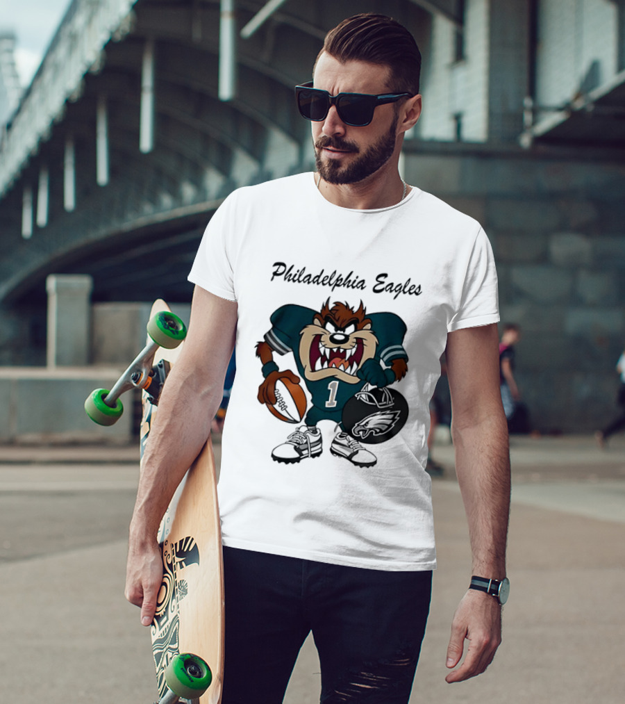 Philadelphia Eagles Taz Tasmanian Devil Football Player Cartoon T-Shirt