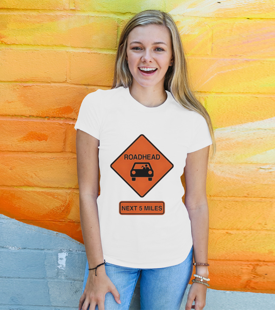 Roadhead Next 5 Miles Traffic Sign Car T-Shirt