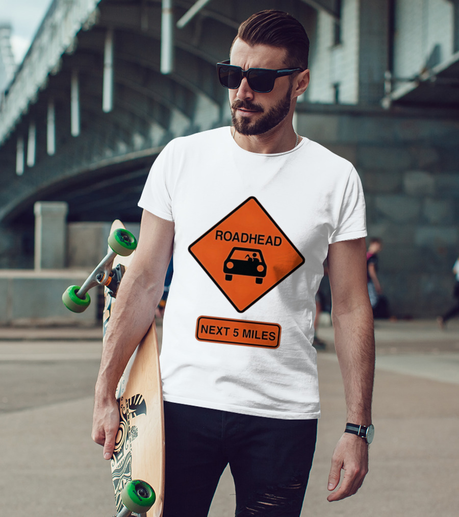 Roadhead Next 5 Miles Traffic Sign Car T-Shirt