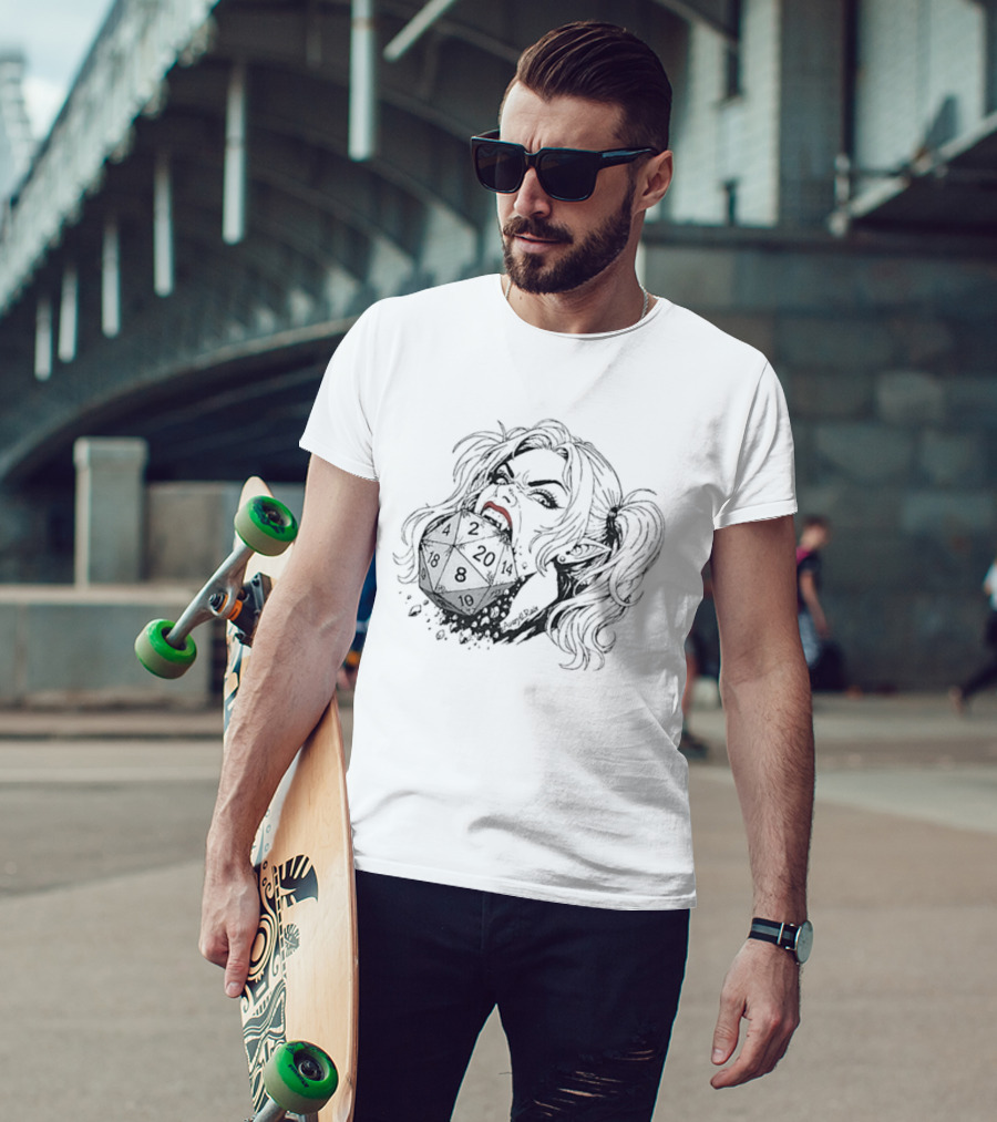 Samantha Eat Dice Dungeon Crawler Carl 2026 Gaming Fantasy Dice Roller T-Shirt