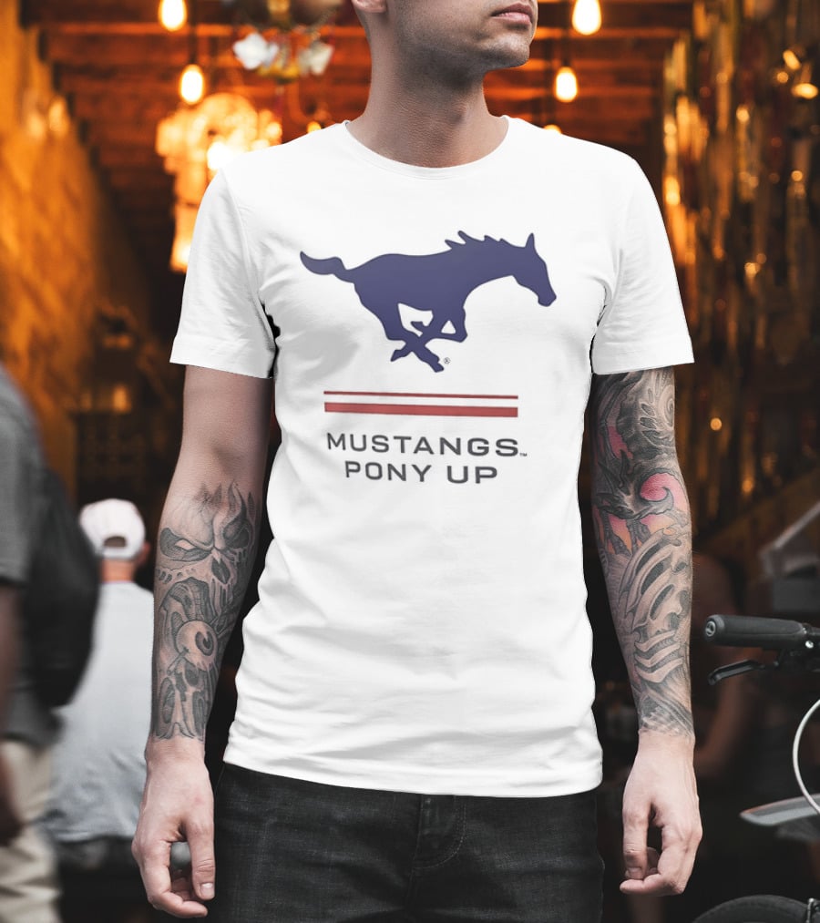 Southern Methodist University Mustangs Pony Up Text And Horse T-Shirt
