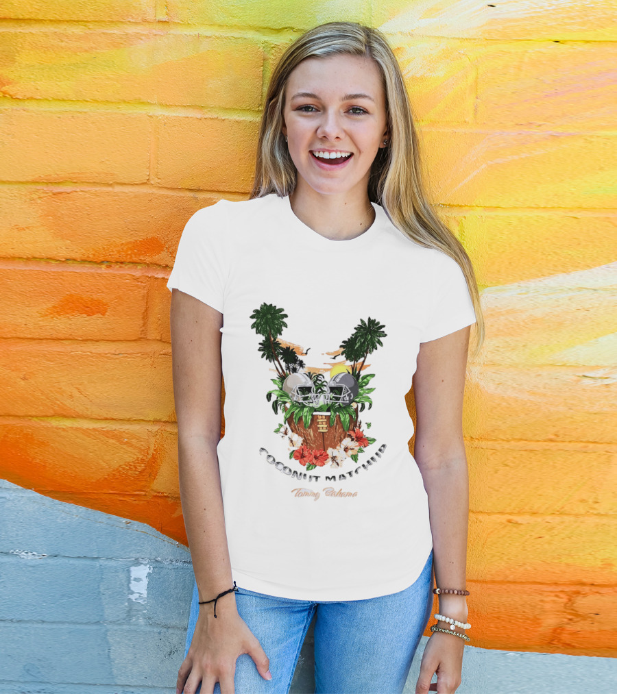 Tommy Bahama Coconut Matchup Football Tropical Palms Helmets Hibiscus T-Shirt
