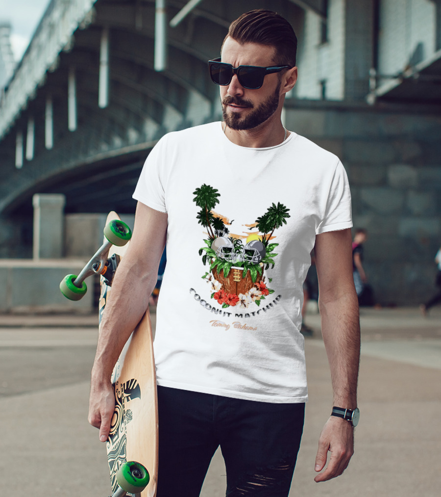 Tommy Bahama Coconut Matchup Football Tropical Palms Helmets Hibiscus T-Shirt