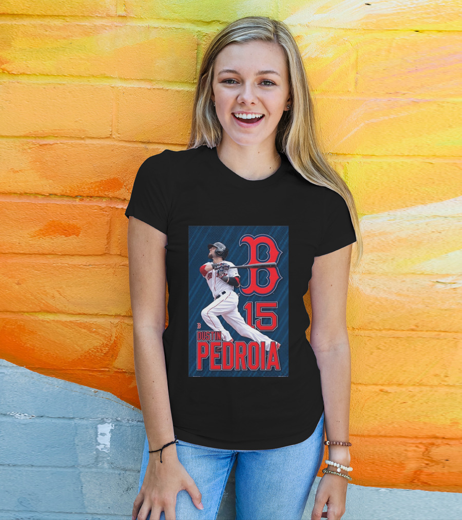 Dustin Pedroia Boston Red Sox 15 MLB Baseball Action T-Shirt