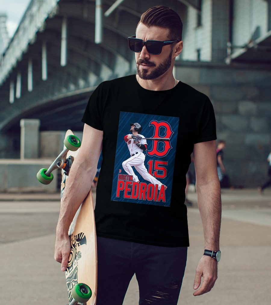 Dustin Pedroia Boston Red Sox 15 MLB Baseball Action T-Shirt