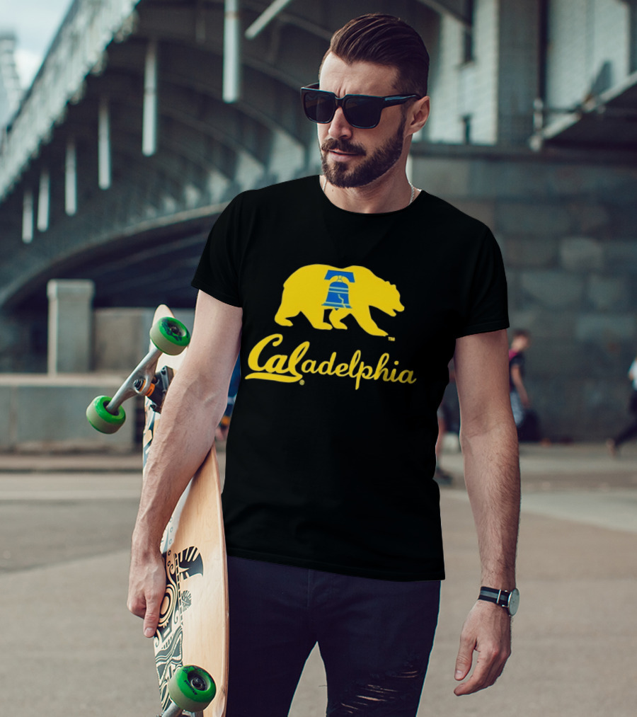 Caladelphia California Bear With Liberty Bell T-Shirt