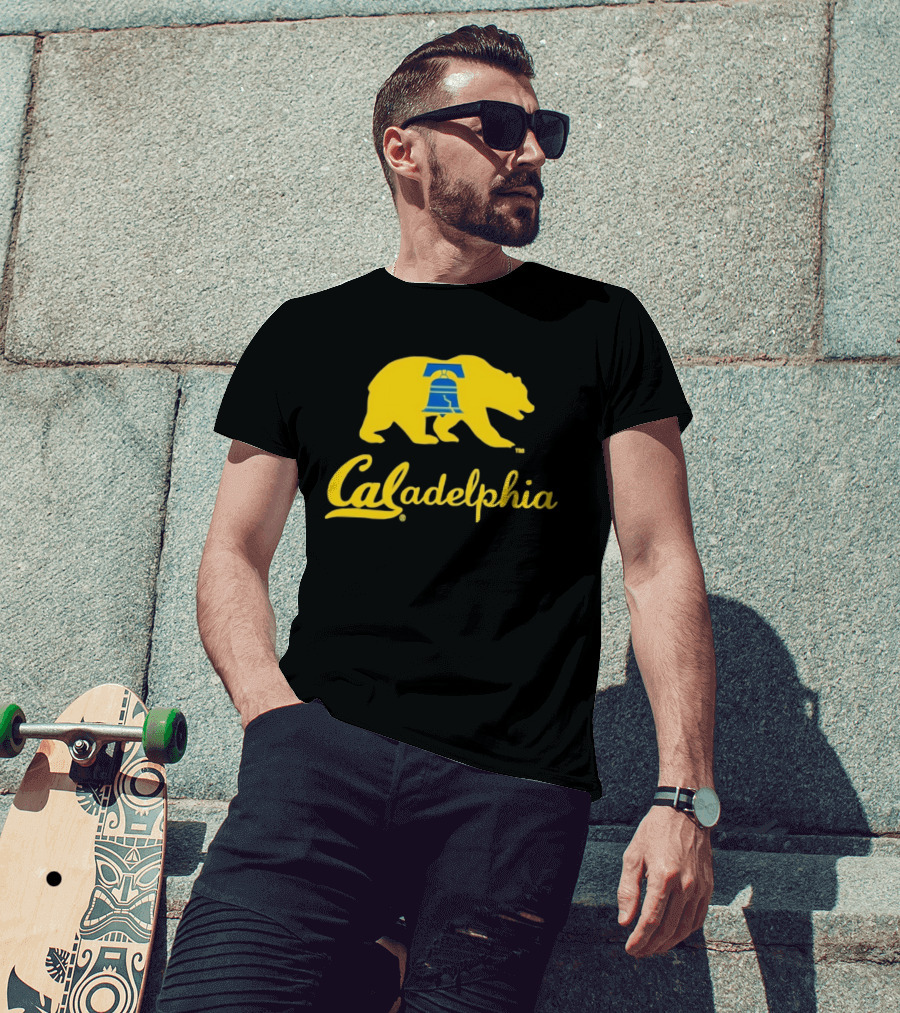Caladelphia California Bear With Liberty Bell T-Shirt