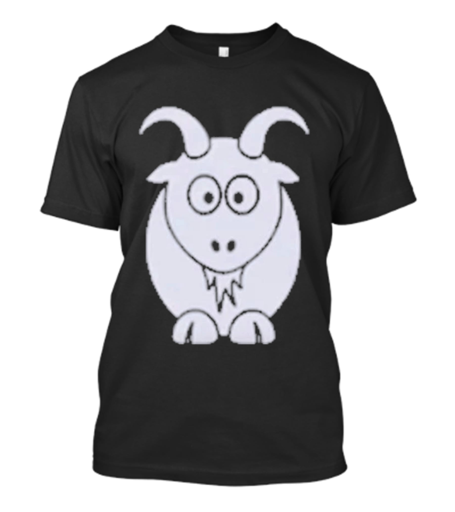 Cartoon Goat With Horns Cute Animal T-Shirt