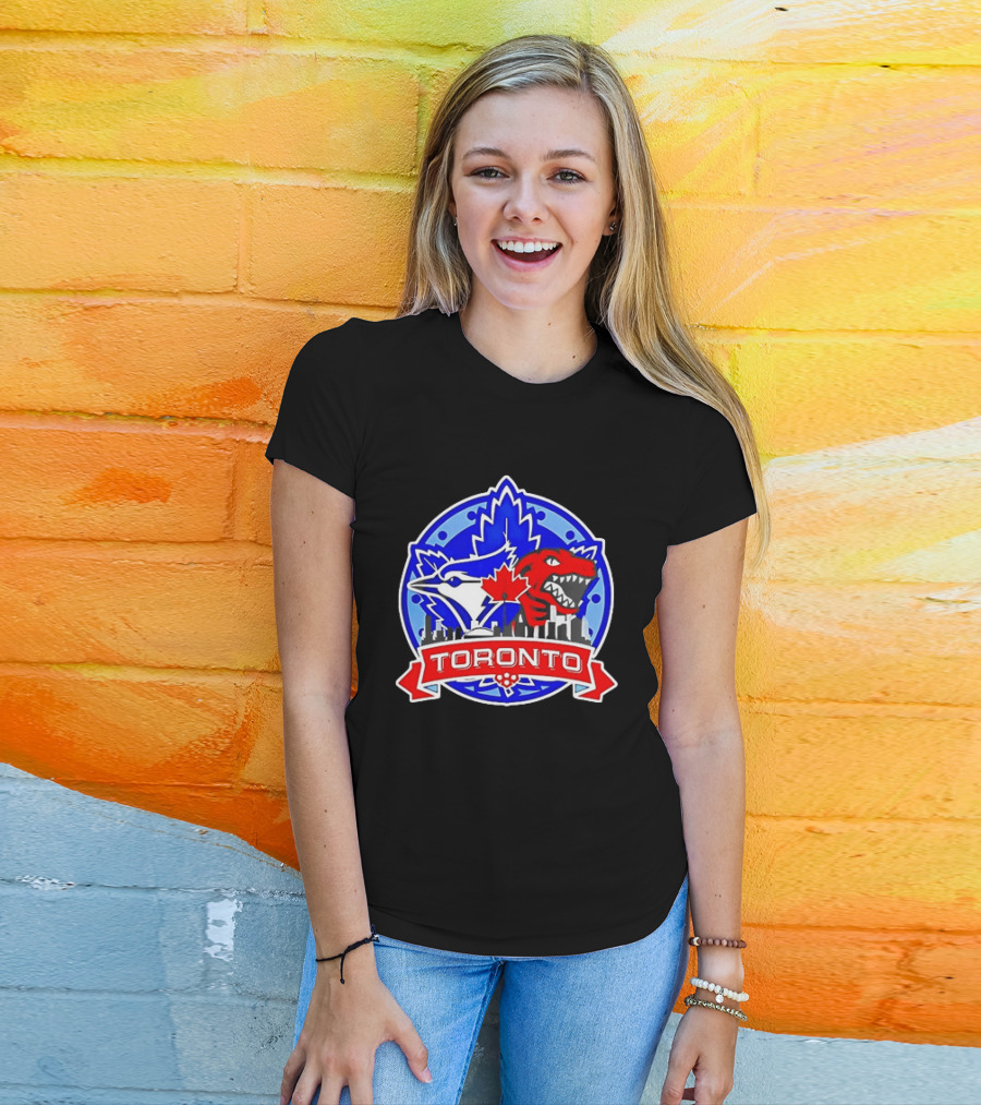 Toronto Raptors Blue Jays City Skyline Canada Leaf T-Shirt