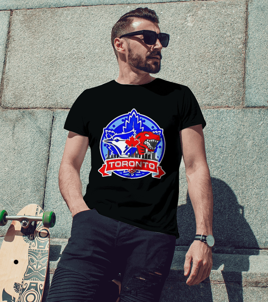 Toronto Raptors Blue Jays City Skyline Canada Leaf T-Shirt