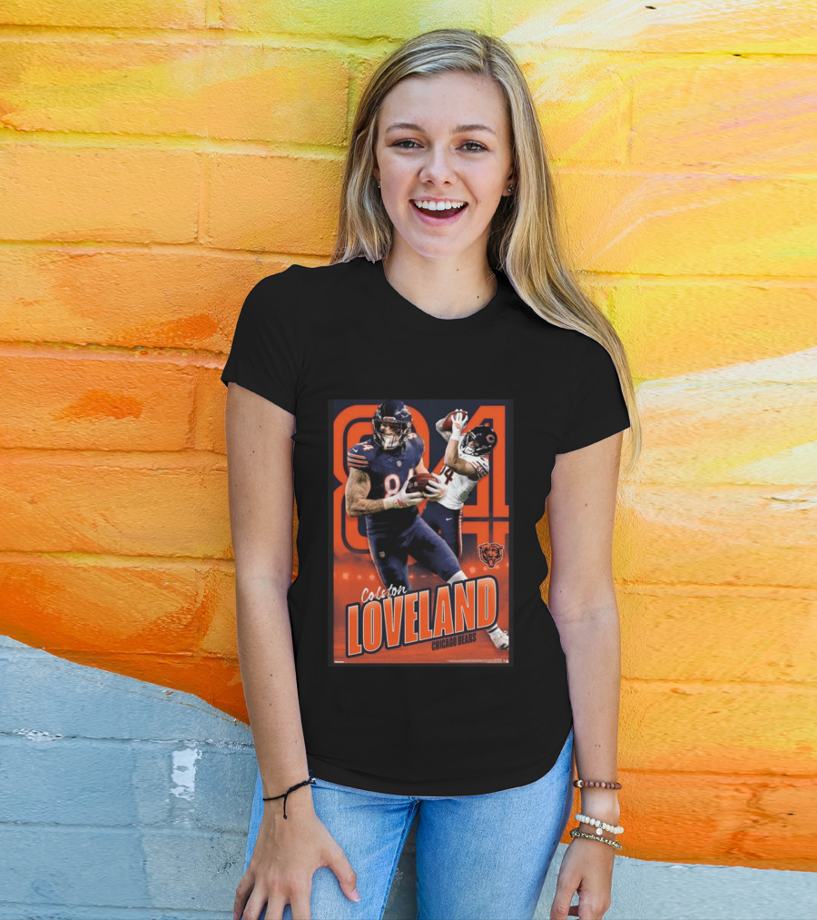 Colston Loveland 84 Chicago Bears Football Action T-Shirt