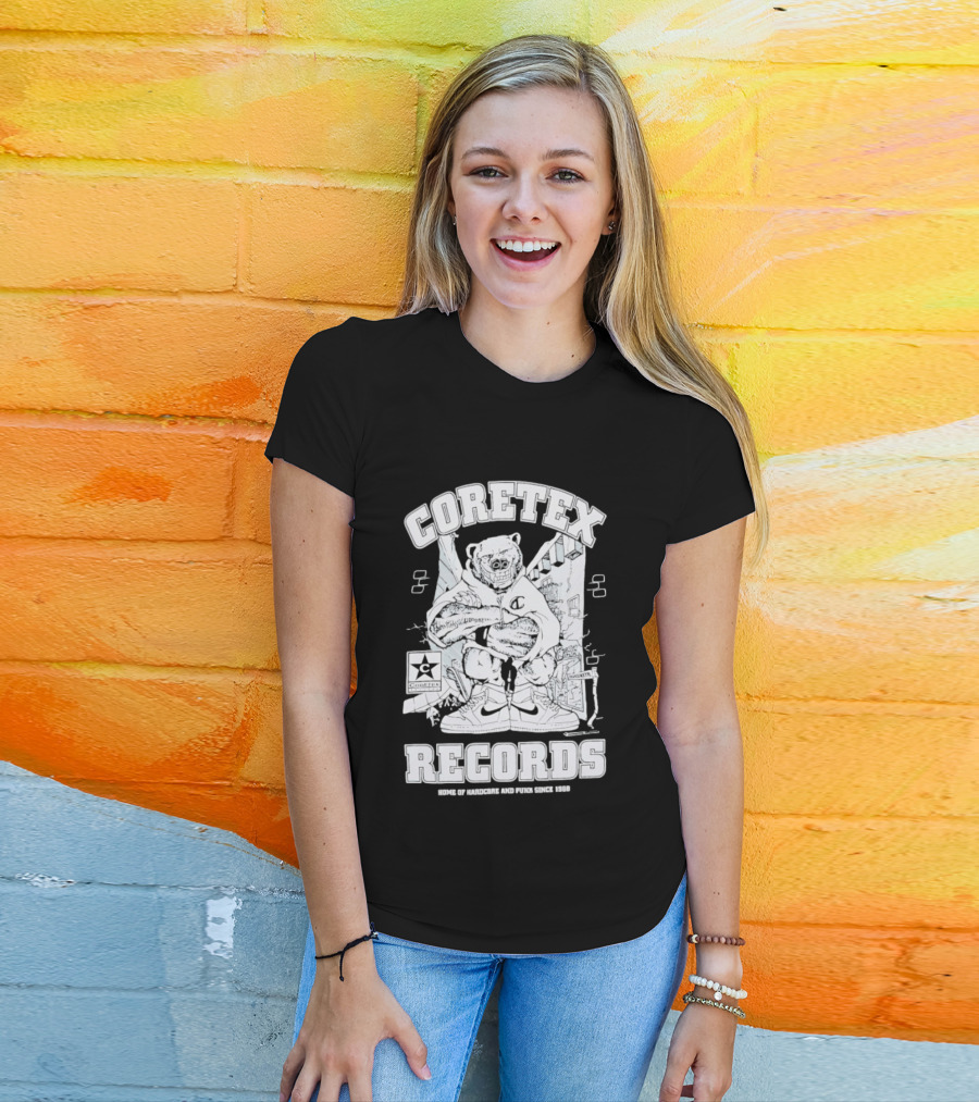 Coretex Records Home Of Hardcore And Punk Bear Illustration Since 1988 T-Shirt