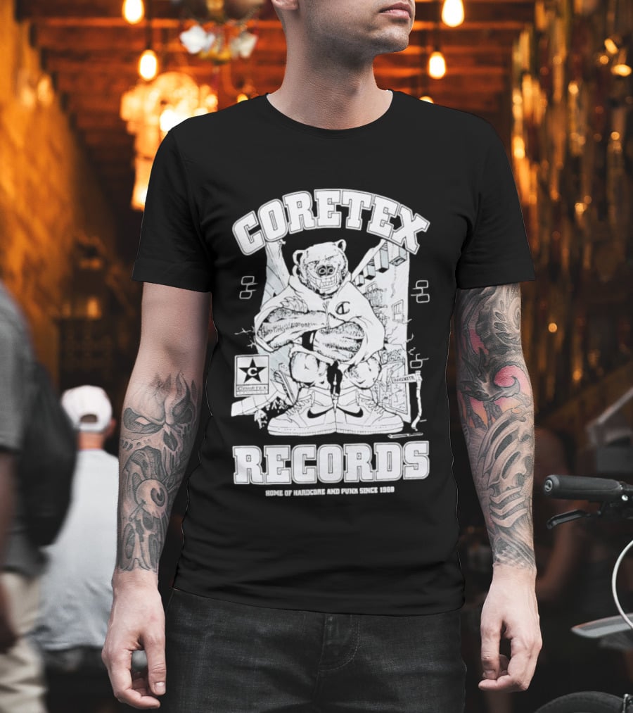 Coretex Records Home Of Hardcore And Punk Bear Illustration Since 1988 T-Shirt